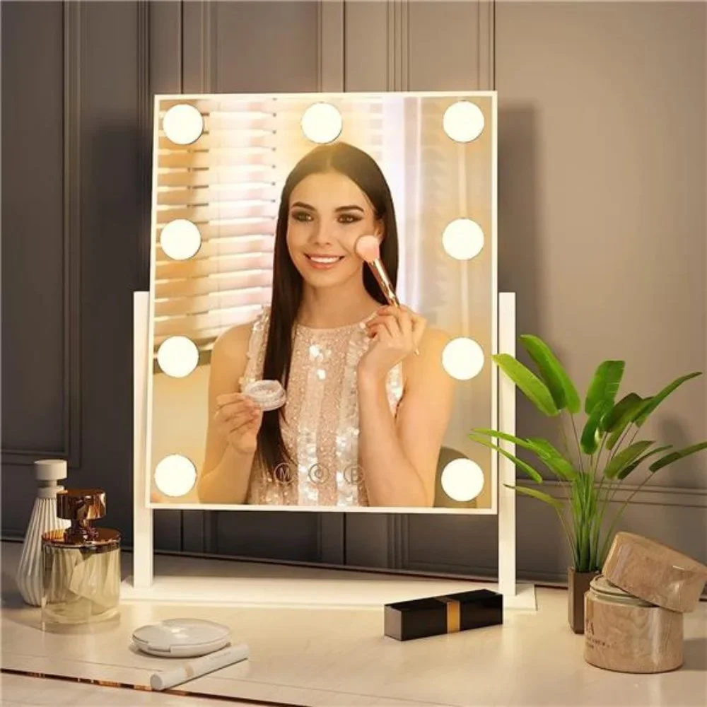 Hollywood Tabletop Makeup Vanity Mirror with 9 LED Lights Smart Touch Control